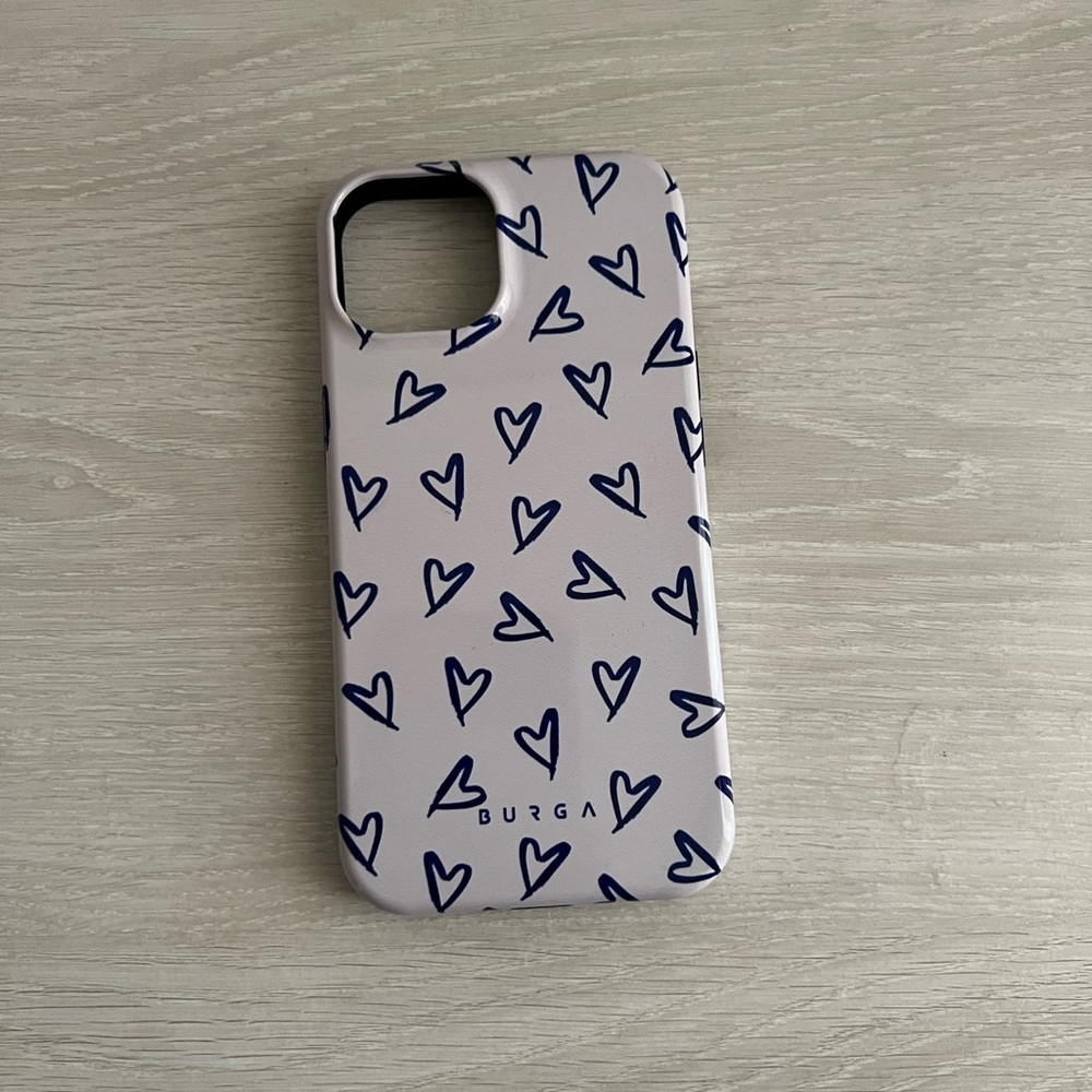 Burga Heart Pattern Phone Case - White and Blue